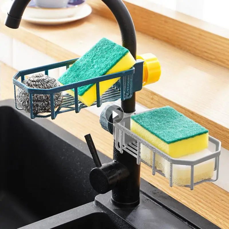 Kitchen Organizer Faucet Storage Rack Creative Sink Drainage Rack Hole Free Dishwashing Cloth Storage Rack Kitchen Accessories