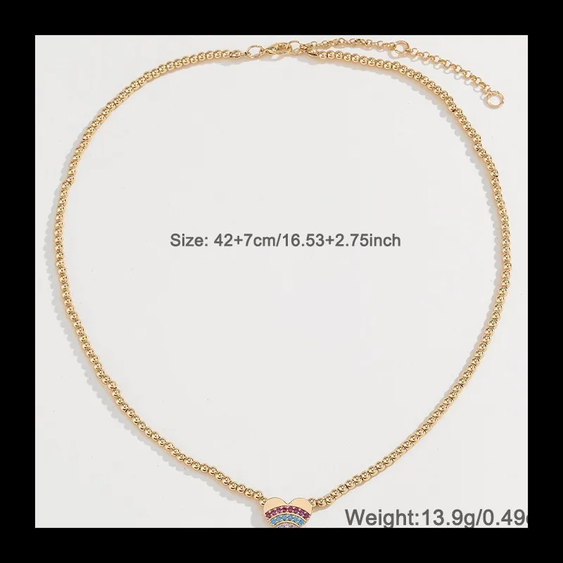 التصميم الأصلي الحب قلادة الماس الملونة مجموعة أزياء المرأة الصيف شعبية الأمازون الساخن بيع #6