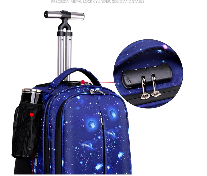 Children Rolling Backpack 18 inch Rolling Luggage Suitcase for Girls Children Travel Trolley Backpack Rolling Luggage Bag Wheels