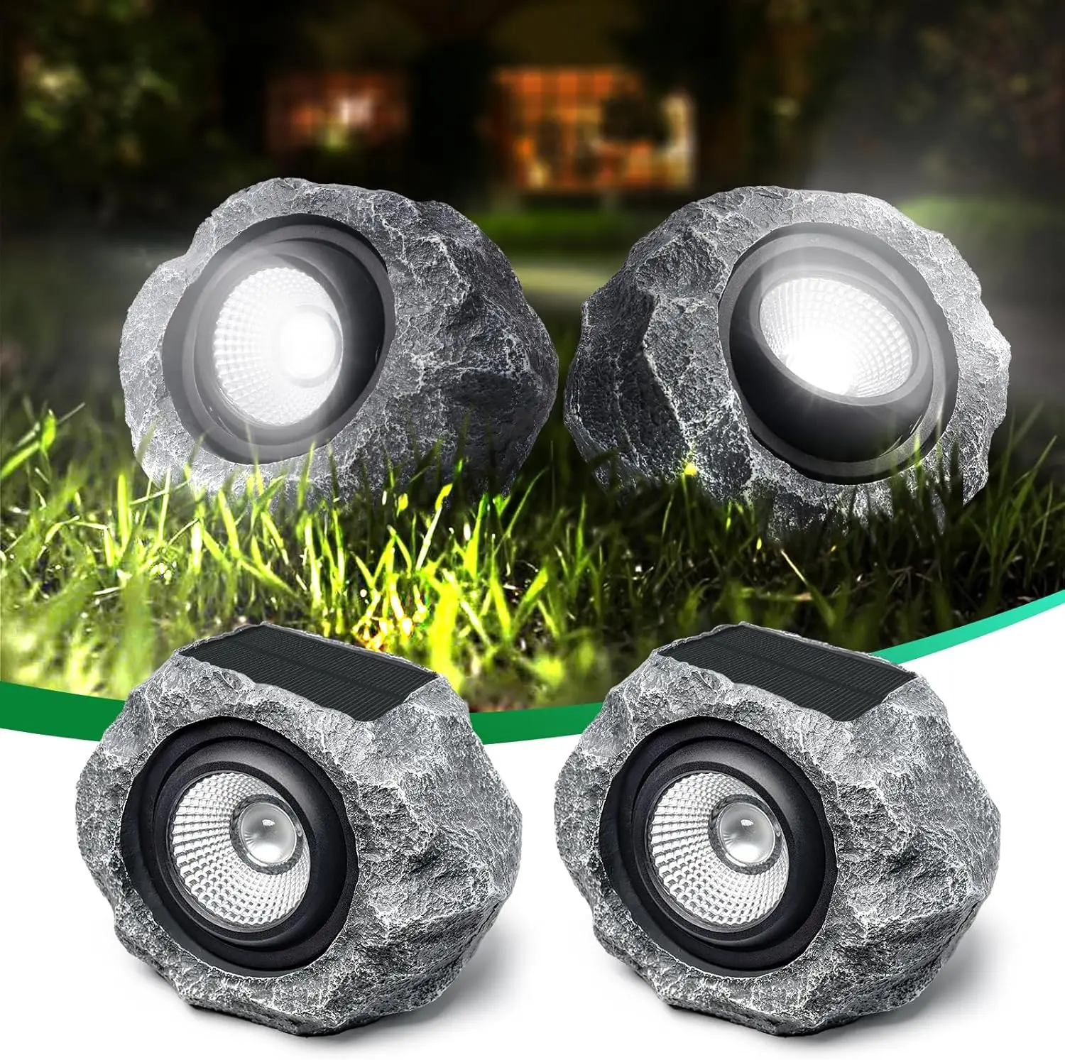 

Solar Rock Lights Outdoor (2pcs), Waterproof Super Bright Garden Spotlights for Yard, Pathway, Patio - IP65