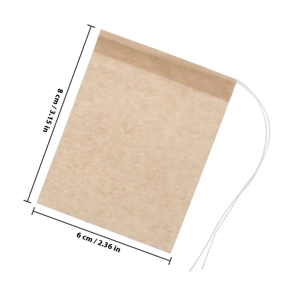 100pcs Unbleached Drawstring Tea Bags – Fine Mesh Disposable Brewing Bags for Loose Tea, Coffee, Nut Milk, Soup, Stew