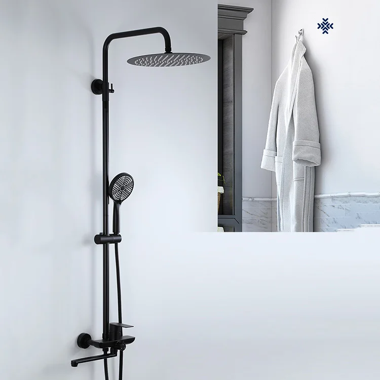 FRAP Stainless Steel Rainfall Shower Faucet Black Soft Rain Spray Shower Sets