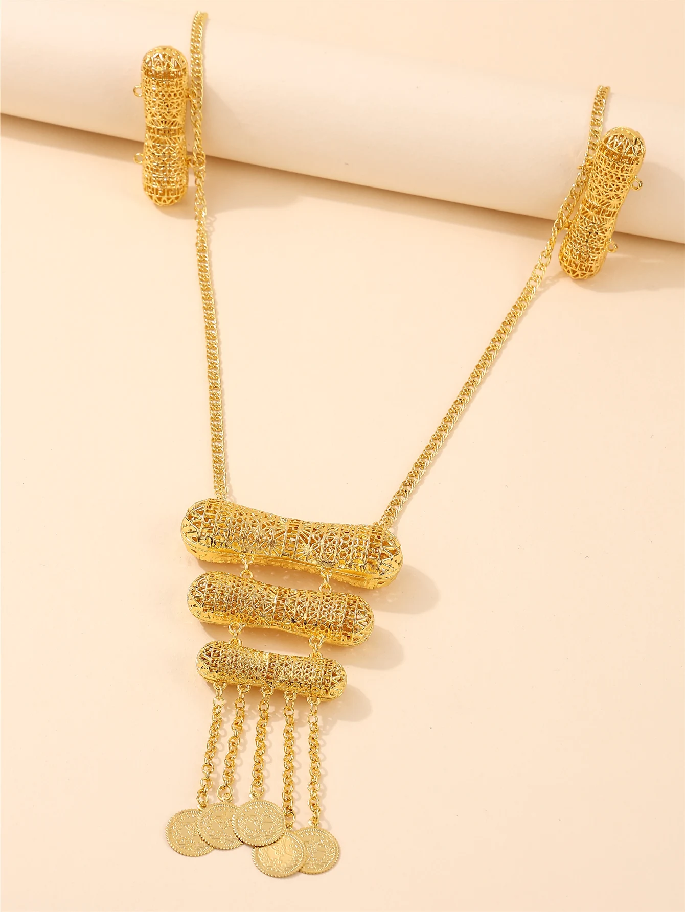 سلاسل جسم عباية للسيدات مطلية بالذهب عيار 22 قيراط - إكسسوارات فاخرة عتيقة، مجوهرات الزفاف/الزفاف/الحفلات/جالا/الأداء #3