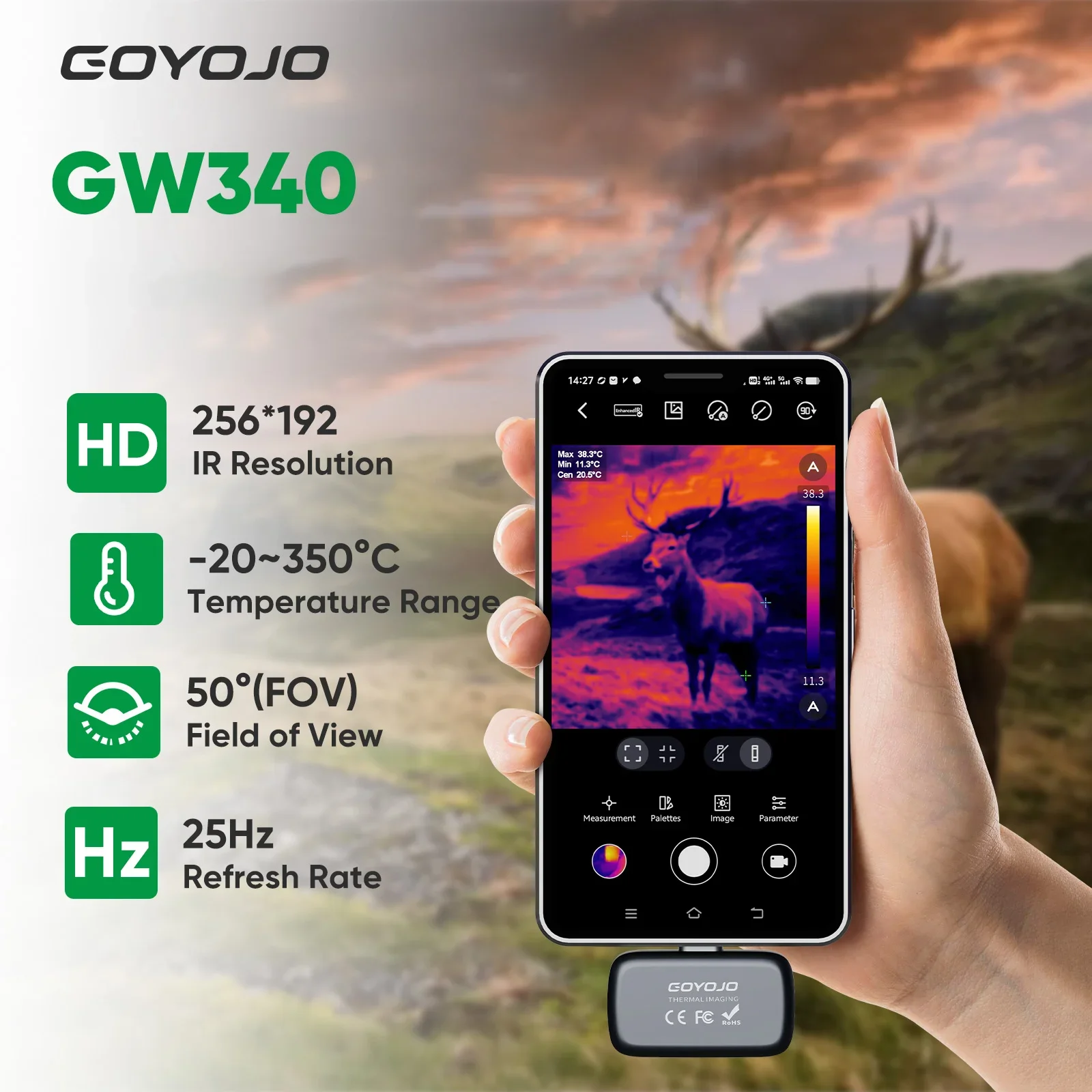 goyojo 256*192 тепловизор для телефона For IOS & Android инфракрасная камера Inspection Repair HVAC System Maintenance gw340