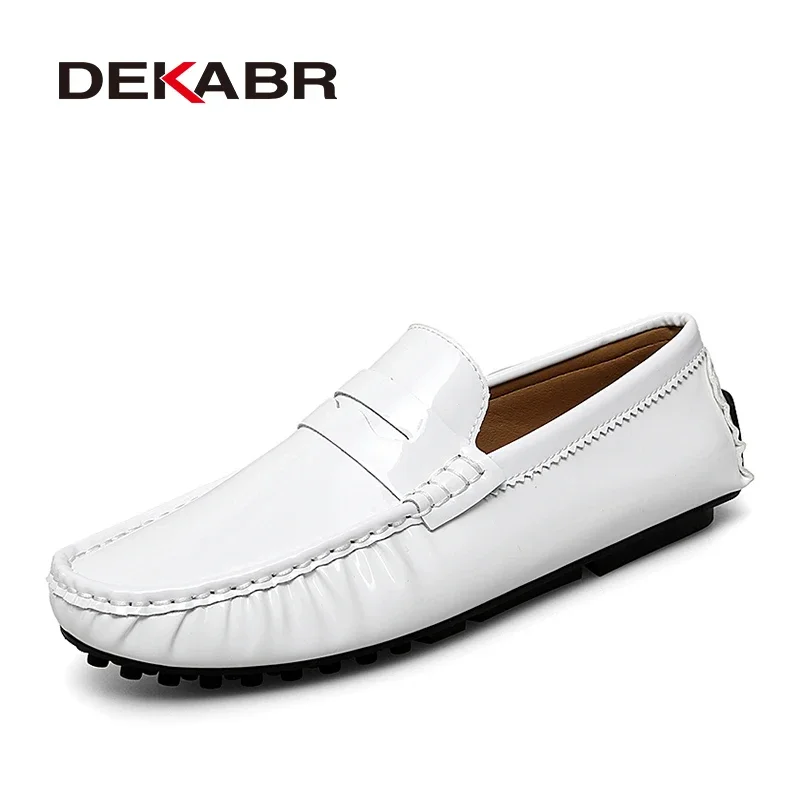 DEKABR 2024 New Fashion Casual Shoes Handmade High Quality PU Leather Glossy Slip-on Comfortable Breathable Loafers Size 35-48