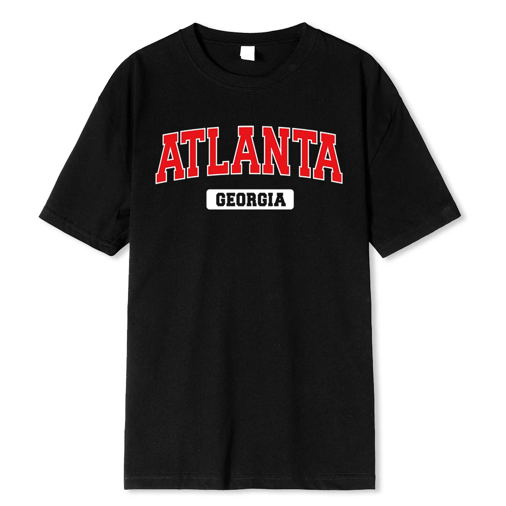 

Мужская футболка с уличным принтом Atlanta Georgia, модные повседневные футболки, уличная футболка большого размера, свободная футболка из 100% хлопка, мужская одежда