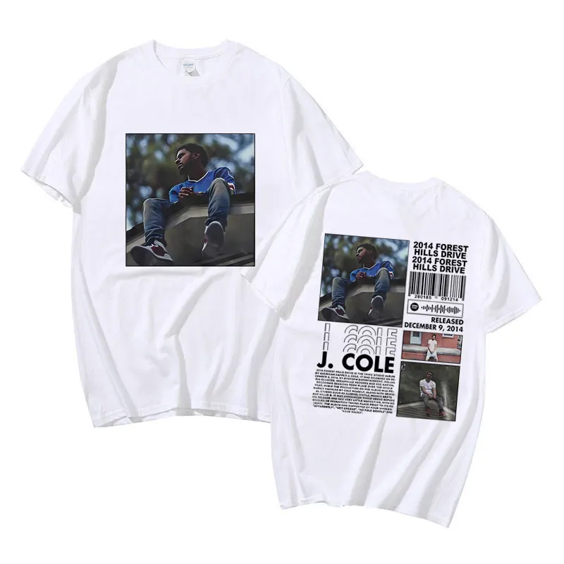 Rapper masculino J Cole 2014 camiseta, Forest Hill Drive, estampa gráfica, streetwear Hip Hop, extragrande, camisetas de manga curta