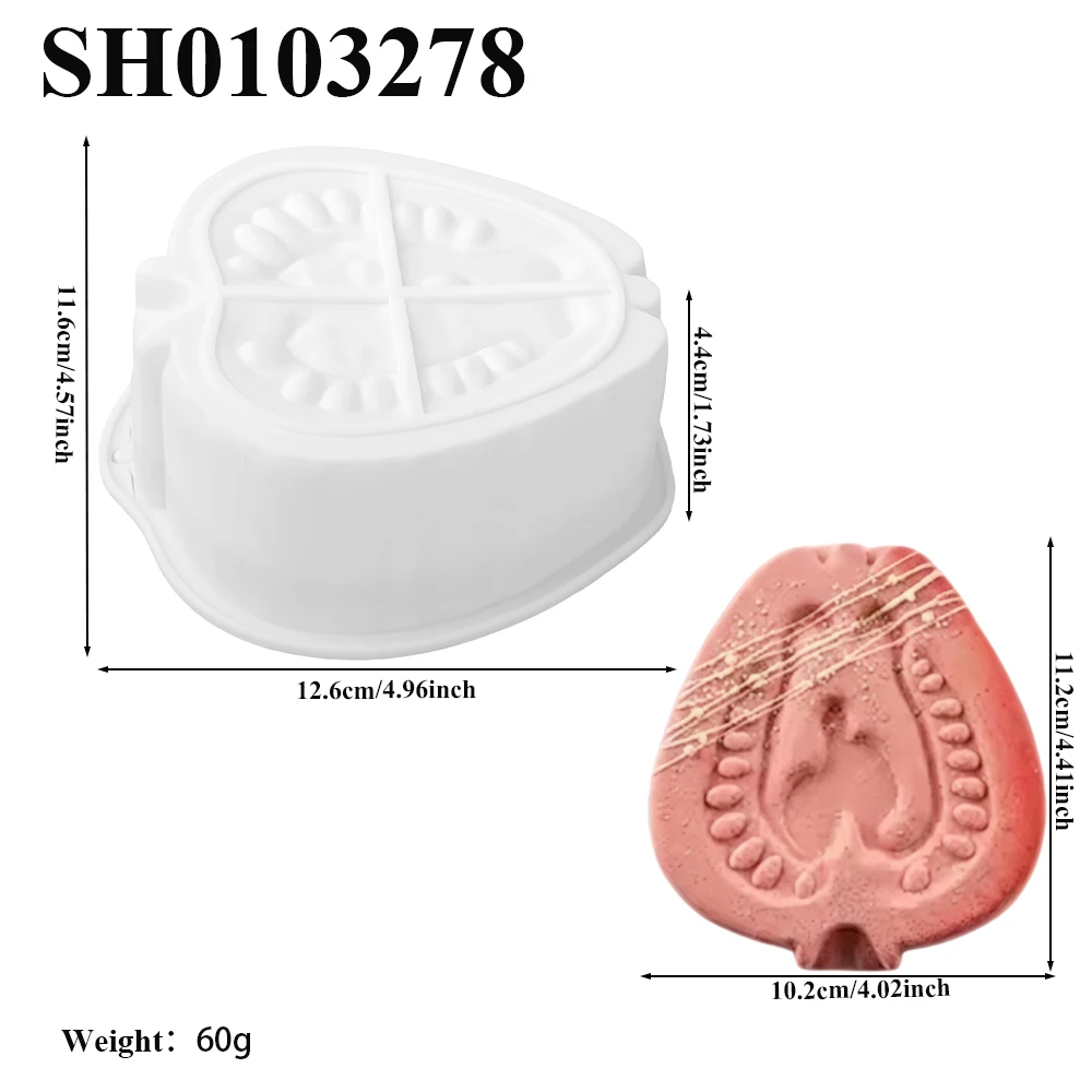 1/6-Cell Pomegranate Slices Design Silicone Chocolate Cake Mould French Mousse Cake Silicone Bakeware Kitchen Dessert Tools