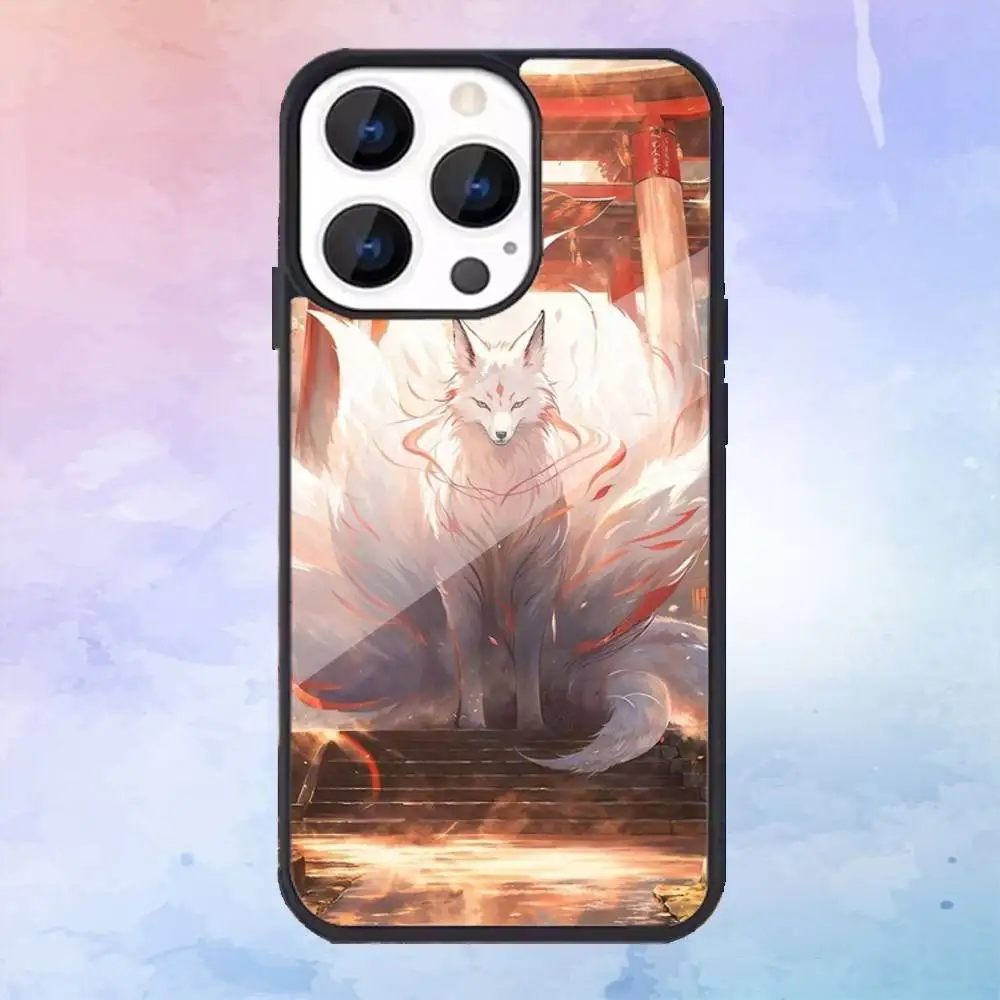 Casing Ponsel Rubah Bersembunyi Sembilan Ekor Untuk iPhone17,16,15,14,13,12,11 Plus,Pro Max Pengisian Daya Nirkabel Magnetik Magsafe