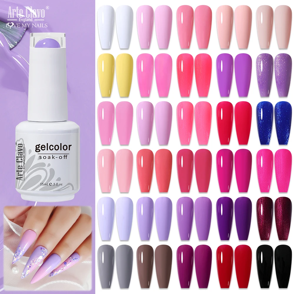 Arte Clavo 15 ml Roze Paarse Kleur Gel Nagellak Semi Permanente Effen Nagelgel Vernis Losweken UV Gel voor Base Top Coat Nagels