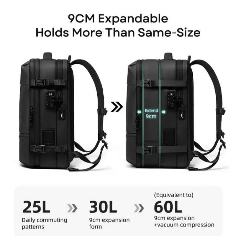 

Men Travel Backpack vacuum compression Laptop Backpack 17 inch Extended Large Capacity school Backpack Hiking Business