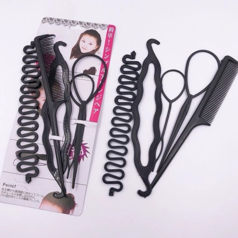3/4Pcs Multiple Magic Hair Braided Tools Women Girls Hair Donut Bun Maker Hairpins Twist HairClip Styling Tool Hairs Accessories