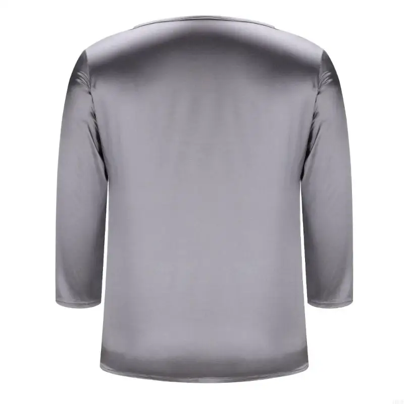 Womens Business Casual Blouse 3/4 Sleeve Tunics Tops Satins Silk Work Shirt 