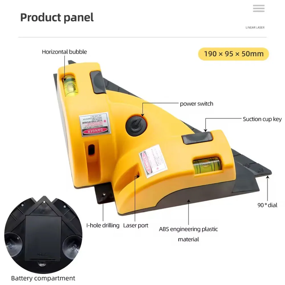 90° Laser Infrared Horizontal Vertical Level Projection Line Square Floor Level Laser Precise Laser Measurement