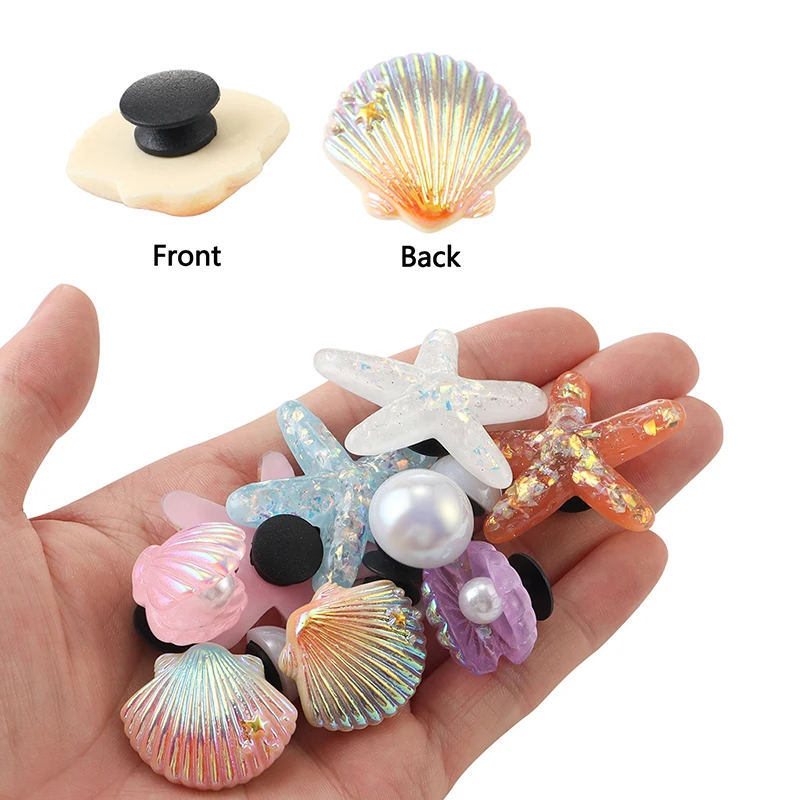 [E] 1Set Hole Shoes Summer Shoe Starfish Pearl Shell Decorative Buckle Accessories Removable DIY Decor Gift