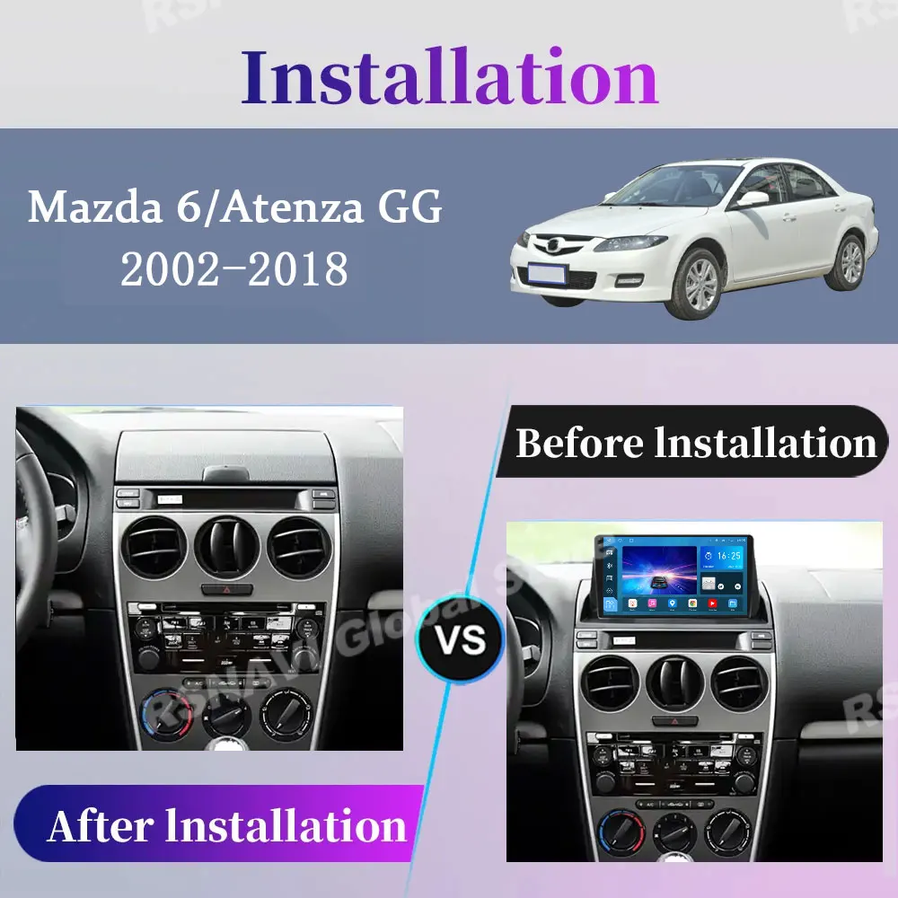 Car Radio Android 14 For Mazda 6 Atenza GG 2002 - 2008 Stereo GPS Carplay Multimedia Navigation DSP Player Head Unit Audio Auto