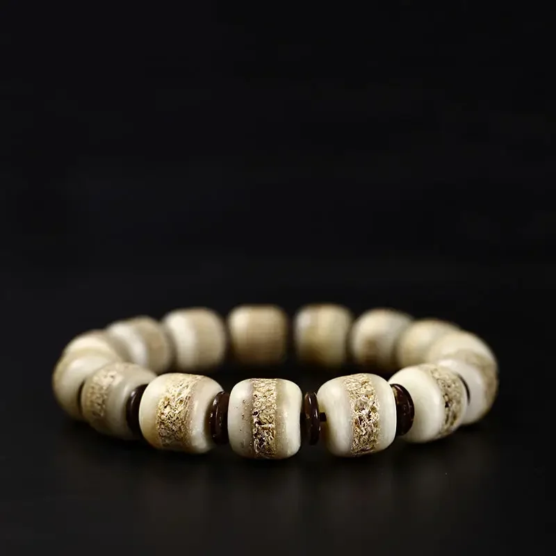 

Tibetan Yak Bone Bracelet Gabala Linggu Buddha Beads Bone Products Literary Play Rosary Bone Gifts For Men's HandString Tide