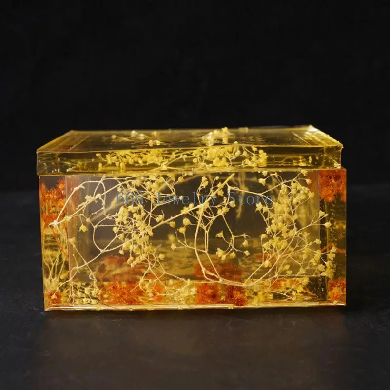 F2TD Versatile Tissue Sturdy Silicone Mould for Epoxy Resin Castes Portable for Making Unique Box and Artistic Organizers