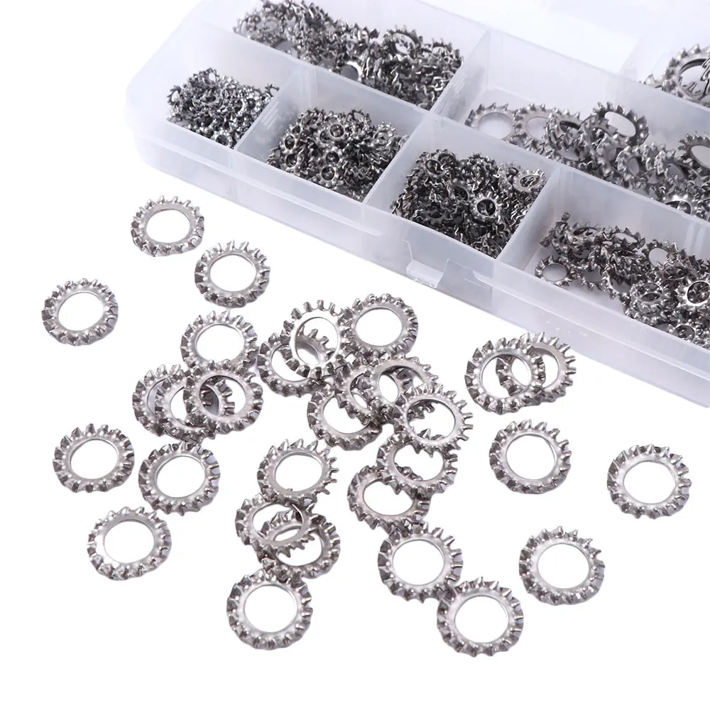 304 Stainless Steel External Teeth Washer Fastener Components M3-M8 Size Anti Backlash Washer High Strength Corrosion Resistant