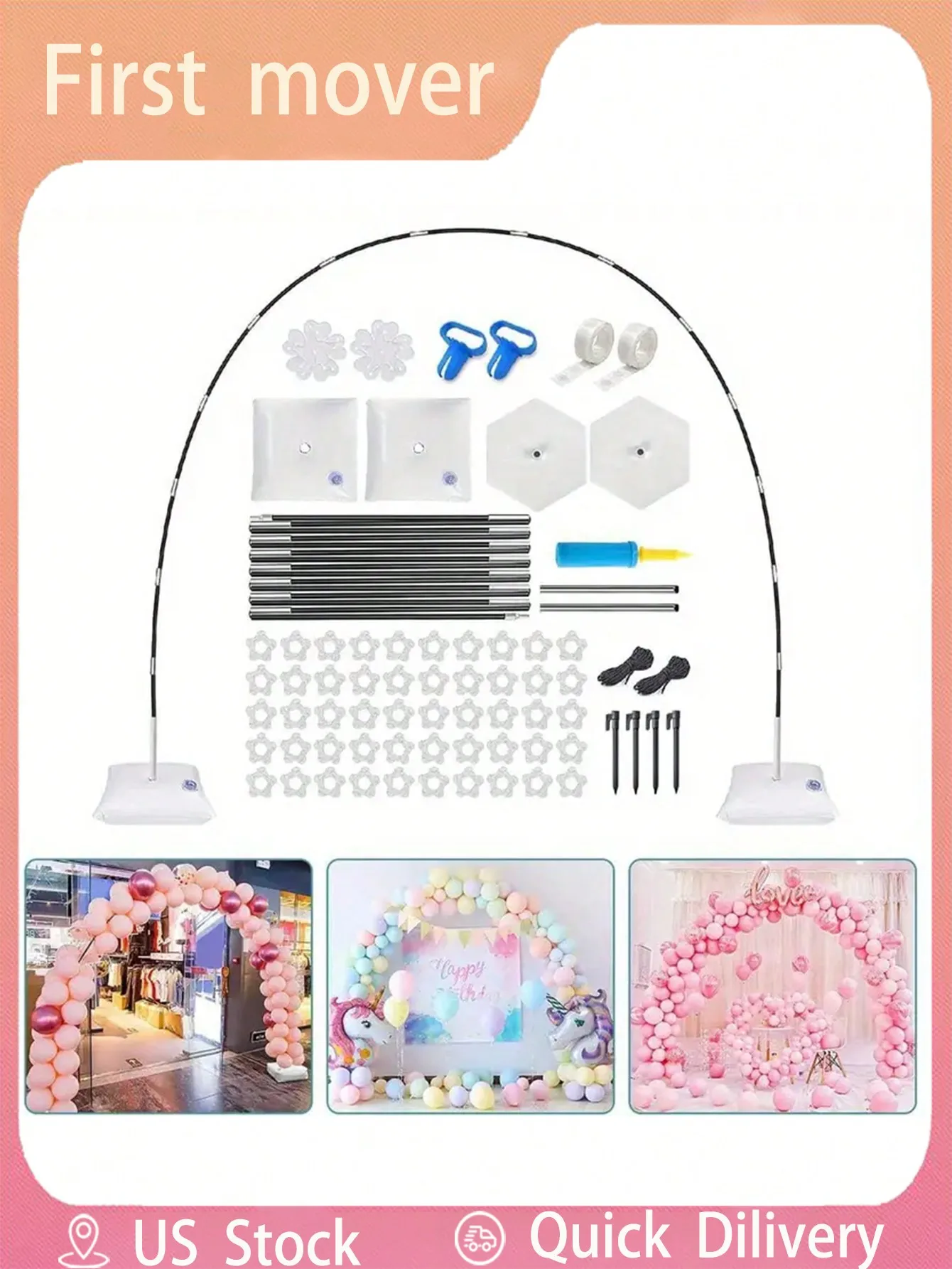 

Роскошный комплект арки для воздушных шаров — регулируемая рама с водяным основанием и электрическим насосом, идеально подходит для декора свадьбы/вечеринки