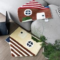 Cartoon House Plush Rugs for Bedroom Irregular Tufted Carpet Household Washroom Floor Mat Korean Style Soft Sketch Area Rug