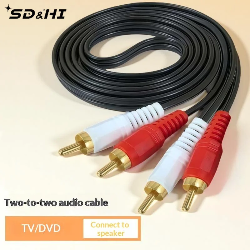 1Pcs Audio Splitter Cable 2 Male To 2  Male Audio Video Cable For DVD Sound TV Box Louder 1.5 Meters
