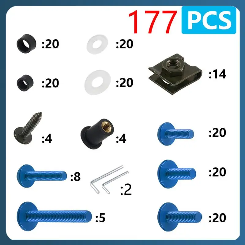 AB02 177Pcs Windscreen Cover Set Screws Fairing Set Screws Motorbike Accessories
