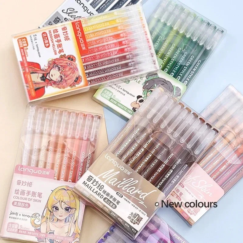 Caneta Gel de Tinta Colorida Morandi 0.5 mm Grande Capacidade Manual Canetas Arte de Estudante Faça Você Mesmo Marcadores de Desenho Escritório Kawaii Papelaria