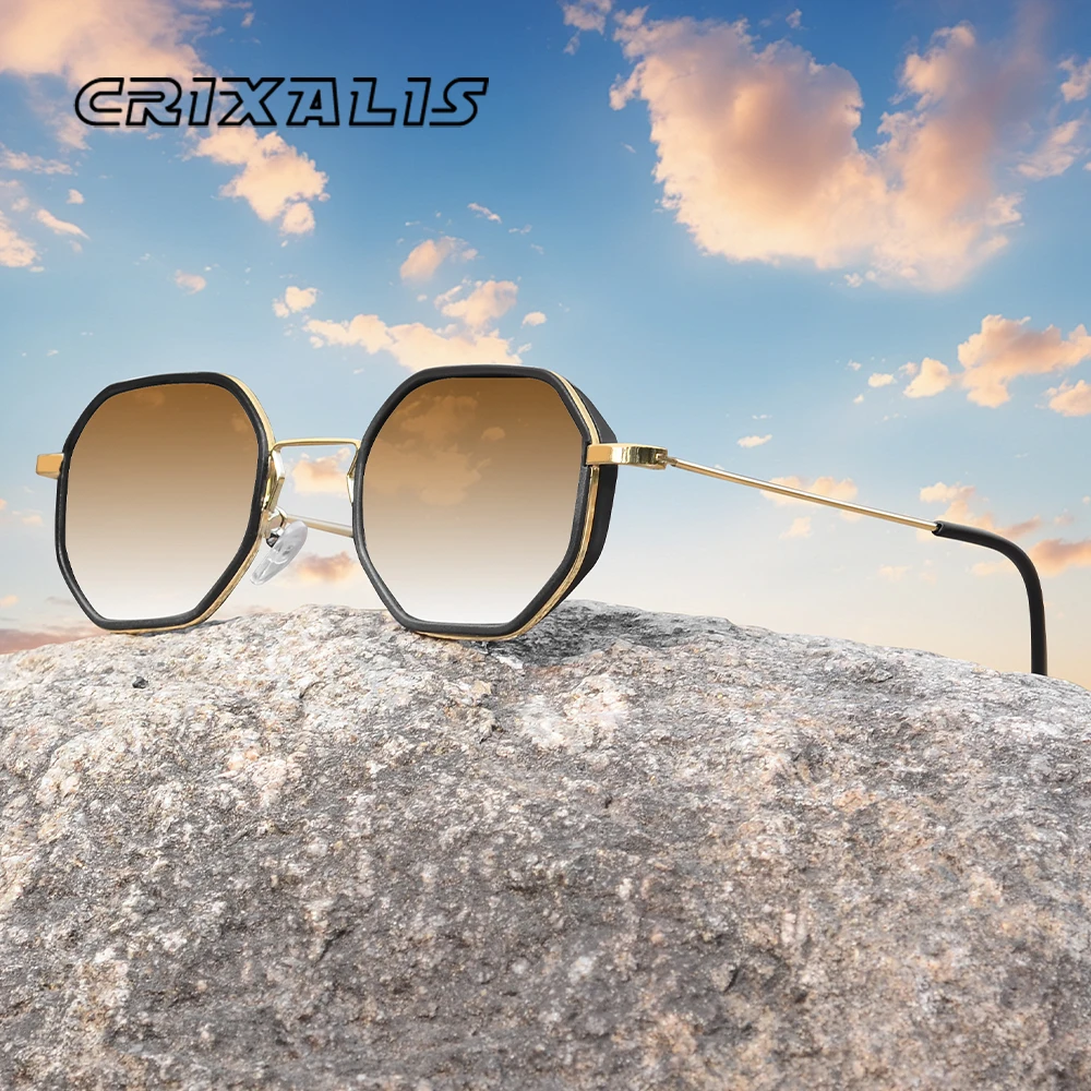 CRIXALIS Steampunk Polygon Sonnenbrille Männer Frauen Kleine Dekorative Brille Sonnenbrille Weibliche Retro Designer Gradient Shades UV400