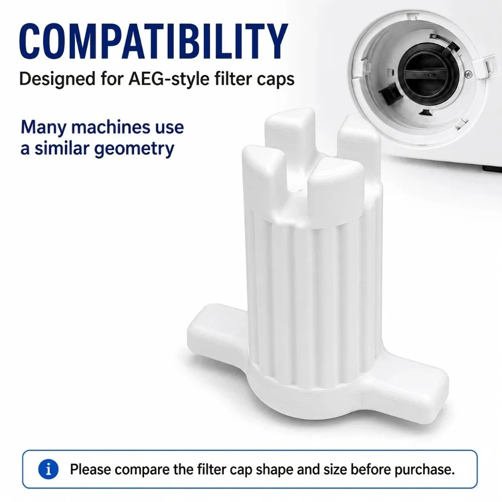 96mm Washing Machine Filter Cap Wrench Tool Ribbed Grip 4-Prong Deep-Recess Access Spanner Non-slip 3D Printed