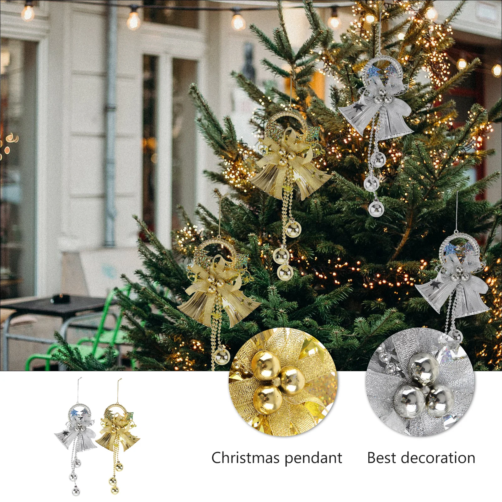 

2pcs Christmas Hanging Bells Jingle Bell Pendant Christmas Tree Decorative Ornament For Home Window Party Xmas Tree