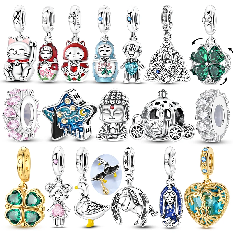 Promoção: Berloques e Pingentes de Prata Esterlina 925 para Pulseiras e Colares Originais, DIY, para Fabricação de Joias Femininas, Masculinas e para Presente