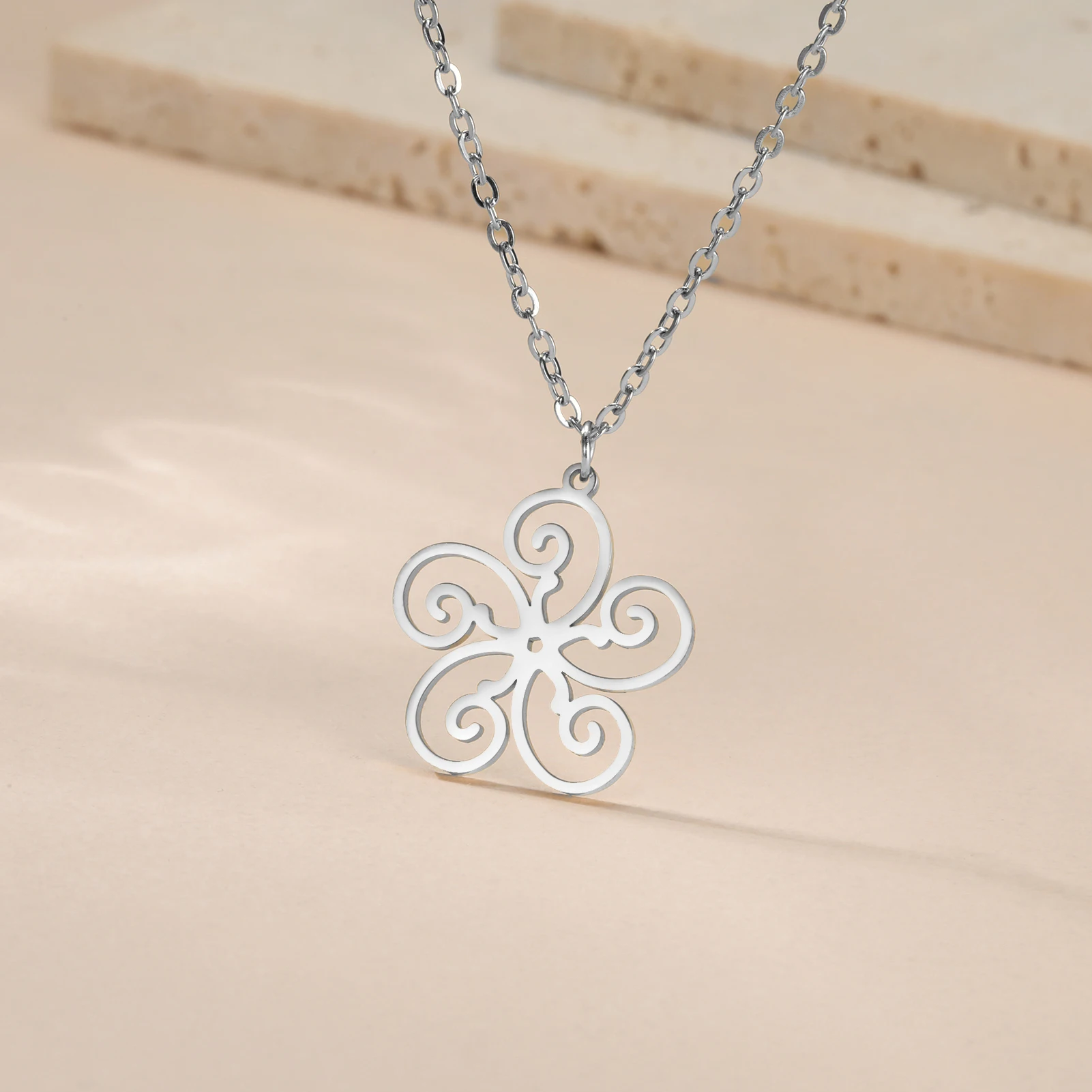 COOLTIME Filigrane Blumen Anhänger Halskette für Frauen Edelstahl Mode Blume Paar Halskette Schmuck Geburtstagsgeschenk – Detail 15