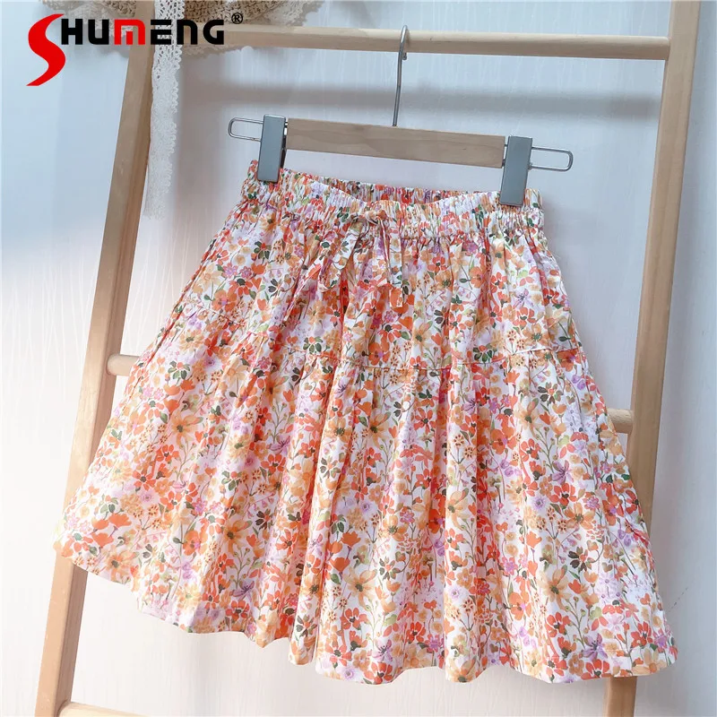 

Japanese Lolita Homemade Spring Summer Printed Short Pants Girls Casual Outdoor Home Cotton Casual Pants Sweet Loose Culottes