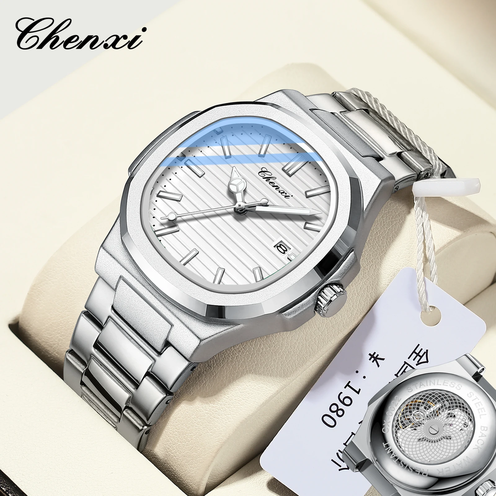 Chenxi 0022 Luxury Quartz Watch For Women  Transparent Bottom Stainless Steel Watches Simple Female Garments Wristwatch Gift