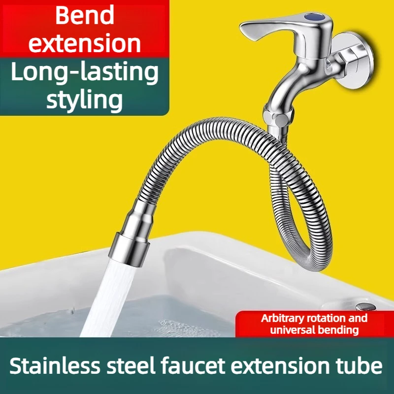 Kitchen Faucet Extension Pipe for Sink, Household Electroplated Foldable Full Copper Rotating Extended Spout