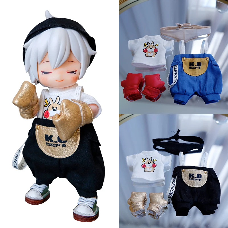 

OB11 Doll Clothes Boxing Suit Bib Short Sleeve Boxing Gloves Headphones Shoes Accessories Penny, Obitsu11, Molly, 1/12 Bjd Doll