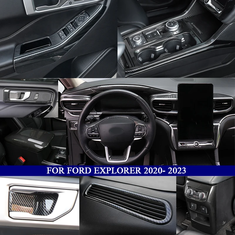 Car Accessories for Ford Explorer 2020 2021 2022 2023 ABS Carbon Fiber Interior Kit Decoration Cover Trim Side Air Vent Outlet