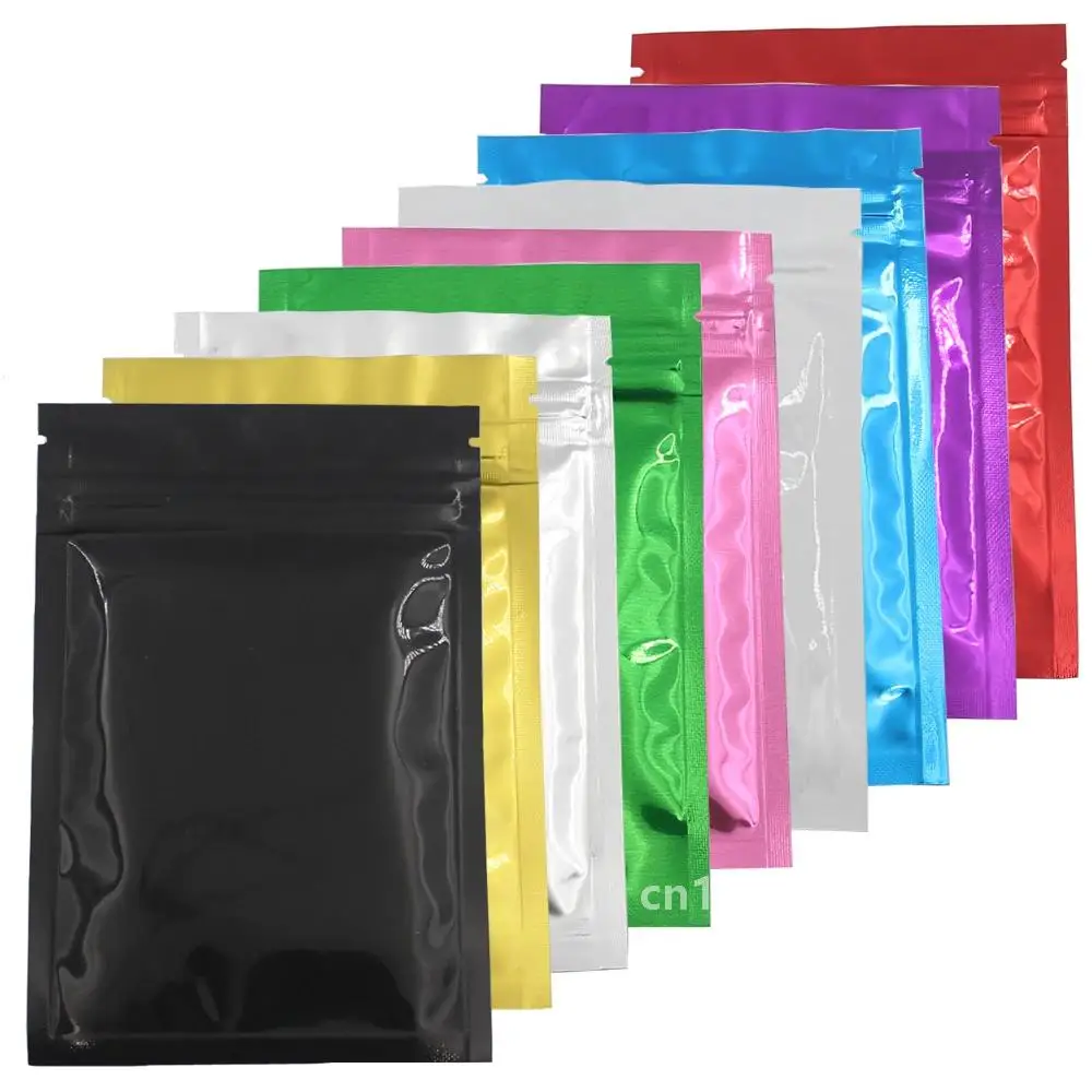 

Heavy Duty 100pcs Smell Proof Heat Sealable Flat Pouches Food Storage Bag Small Aluminum Foil Plastic Zip Lock Packaging Bags