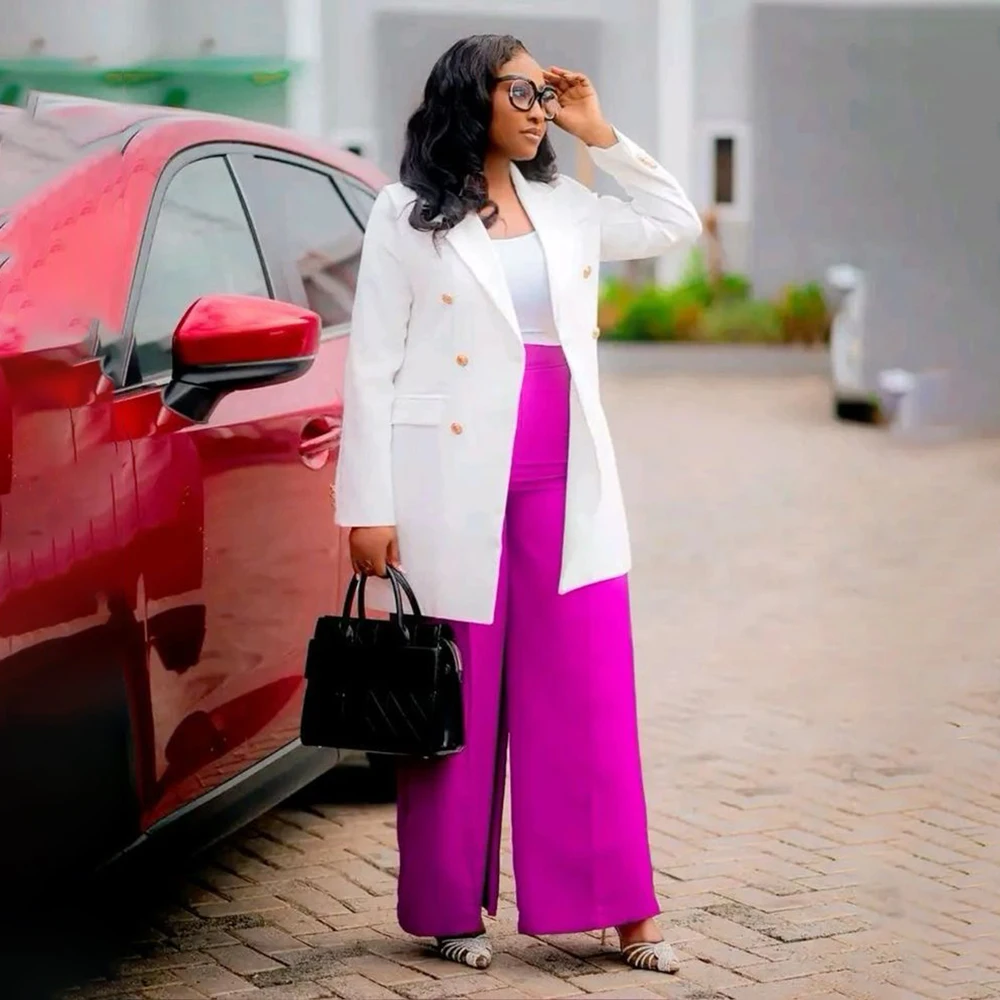 

Элегантные женские костюмы Формальный двубортный длинный пиджак с лацканами Высококачественные брюки из 2 предметов Формальная офисная женская одежда Terno