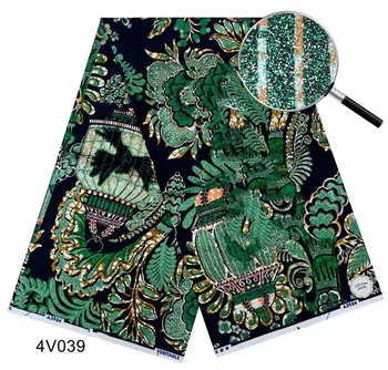 2023 새로운 디자인 100% 면 최고 품질 황금 Supe-V 왁스 아프리카 직물, 웨딩 드레스 만들기 공예 Loincloth 3C