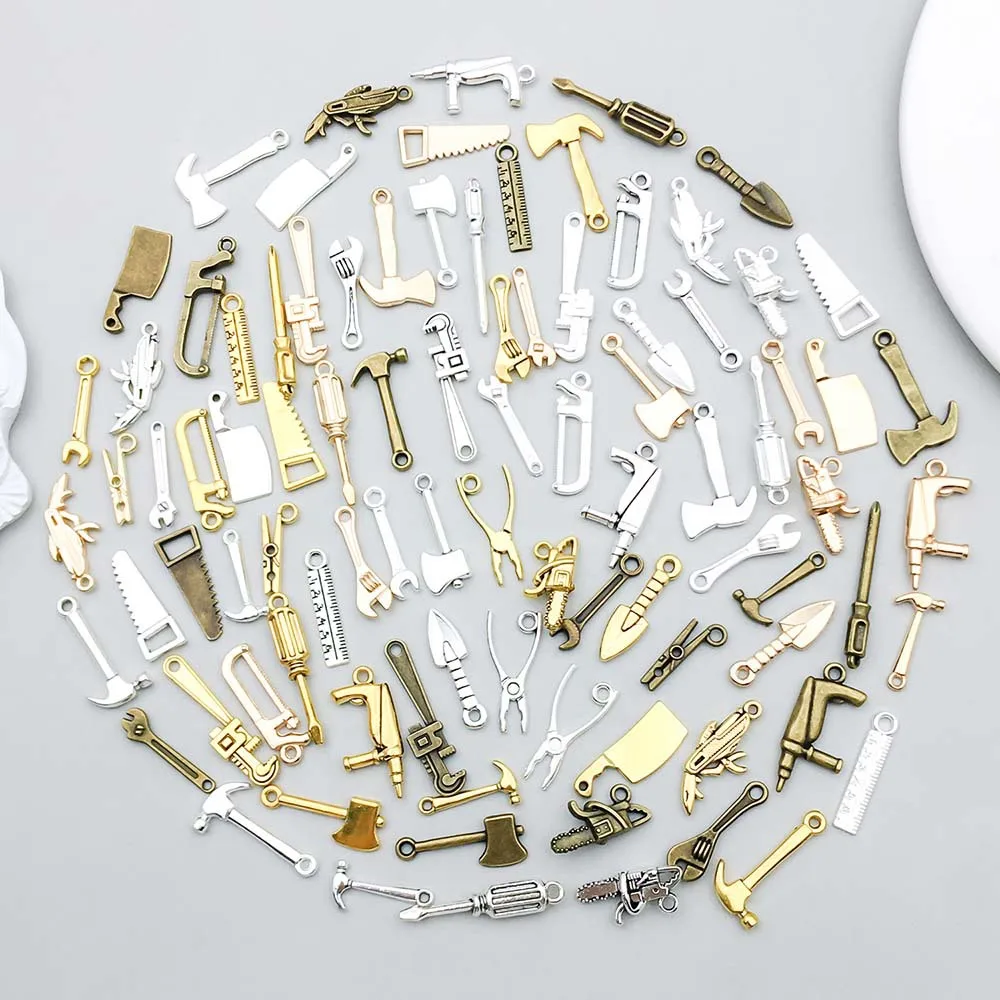 100 قطعة/الوحدة أنماط مختلطة أدوات سبيكة سحر أدوات عيد الأب والهدايا قلادة DIY بها بنفسك مفتاح سلسلة اليدوية مجوهرات اكسسوارات #4