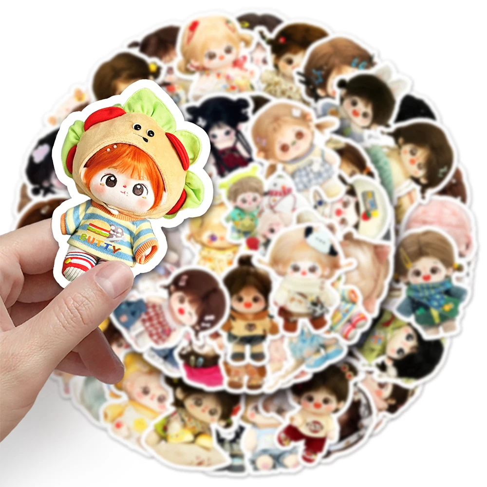 10/30/50pcs Kawaii Cotton Doll Girls Stickers Cute Cartoon Kids Sticker Toys Phone Case Luggage Scrapbook Graffiti Decals Decor