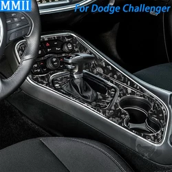 For Dodge Challenger 2015-2022 Forged Carbon Fiber Gear Shift Panel Decorative Cover Car Interior Decoration Accessories Sticker
