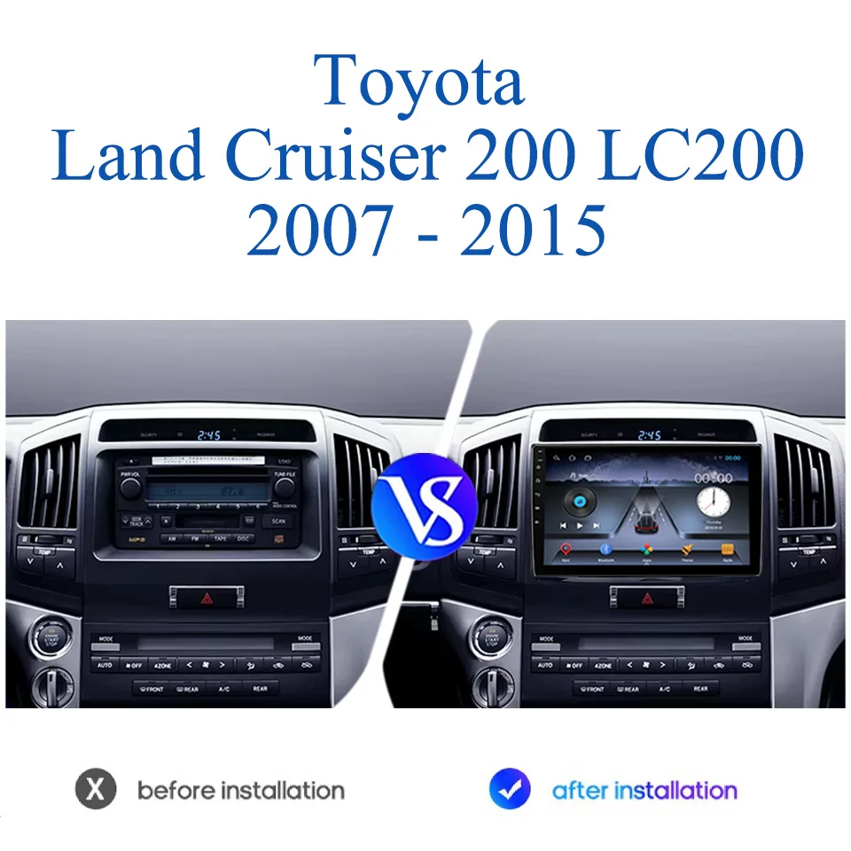 Android 14 For Toyota Land Cruiser 200 LC200 2007 2009 2011 2013 2015 Car Autoradio Stereo Audio GPS Navi Monitor Tape Recorder