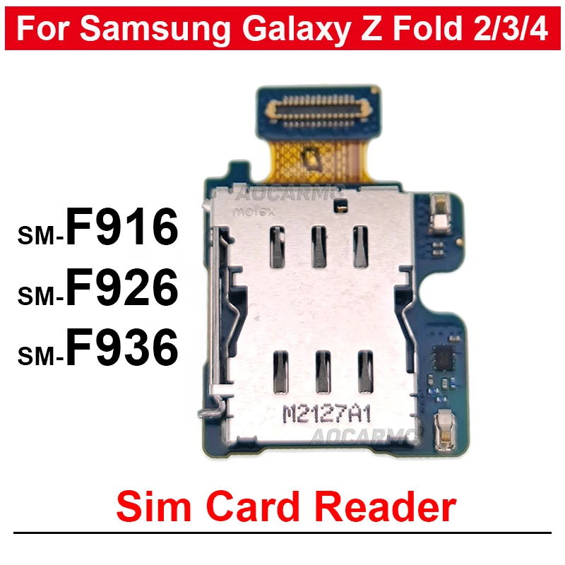 SIM Card Tray Reader Holder Flex Cable Repair Part For Samsung Galaxy Z Fold 2 3 4 Z Fold3 Fold4 SM-F936 F926U F916
