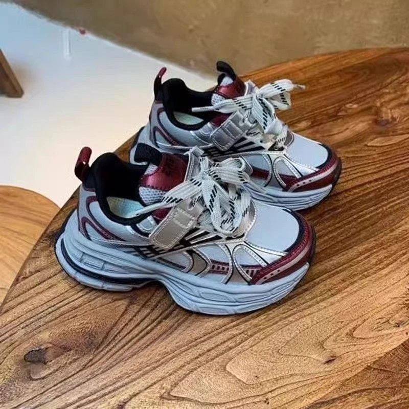 

2026 Autumn Kids Chunky Platform Sneakers Thick Sole Velcro Strap Shoes for Boys Girls Retro Casual Children Footwear​