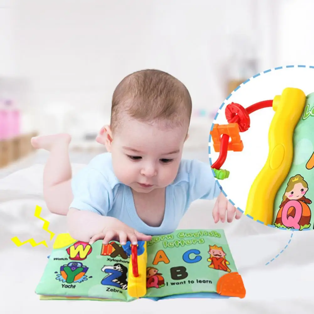 Cloth Book Cartoon Animal Fruit Pattern Built-in Sound Paper Learning Development Toy Crinkle Book Cloth Rattle Toy Gift