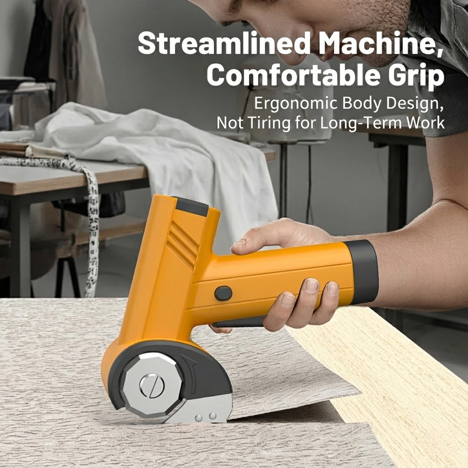Cordless Electric Scissors Cardboard Cutter with LED Light 4-Speed USB Rechargeable Cutter with 2 Blades Fabric Cutting Machine