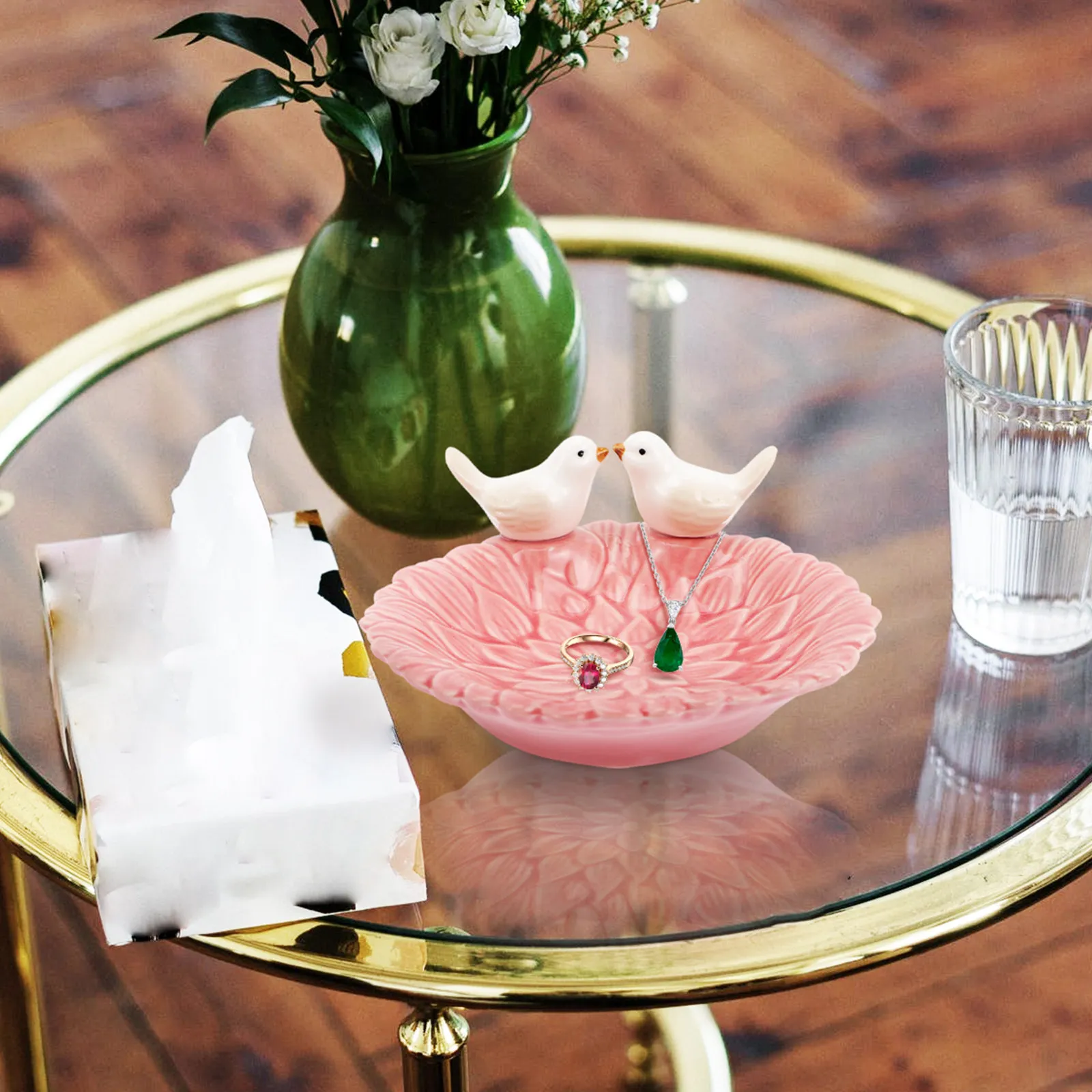 

Ceramic Birds Jewelry Plate Decorative Tray Desktop Jewelry Organizer Fruit Dessert Plate Photo Prop Ceramic Birds Feeder